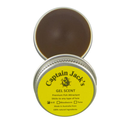 Captain Jack's Gel Scent container with yellow label on a white background