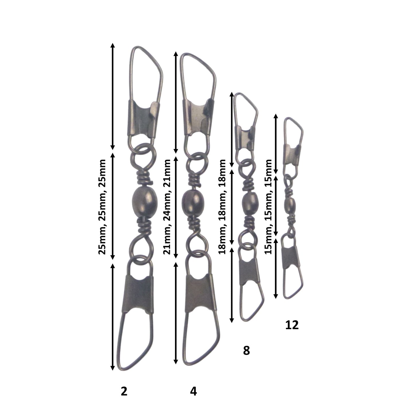 Swimerz Double Snap Barrel Swivels, Size 2, 10 pack