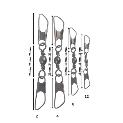 Swimerz Double Snap Barrel Swivels, Size 2, 10 pack