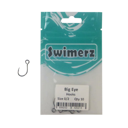 Swimerz Big Eye Inline Lure Hooks, Size 2, 10 Pack