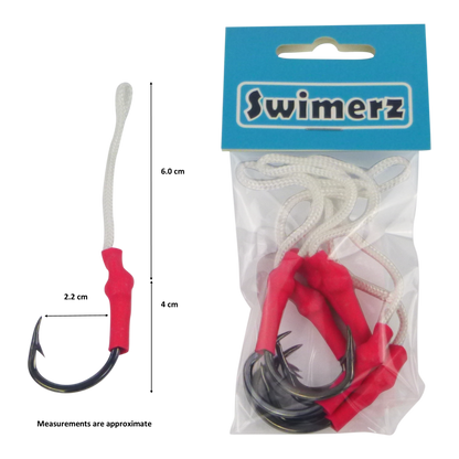 Swimerz 5/0 Single Assist Hooks, 6 pack