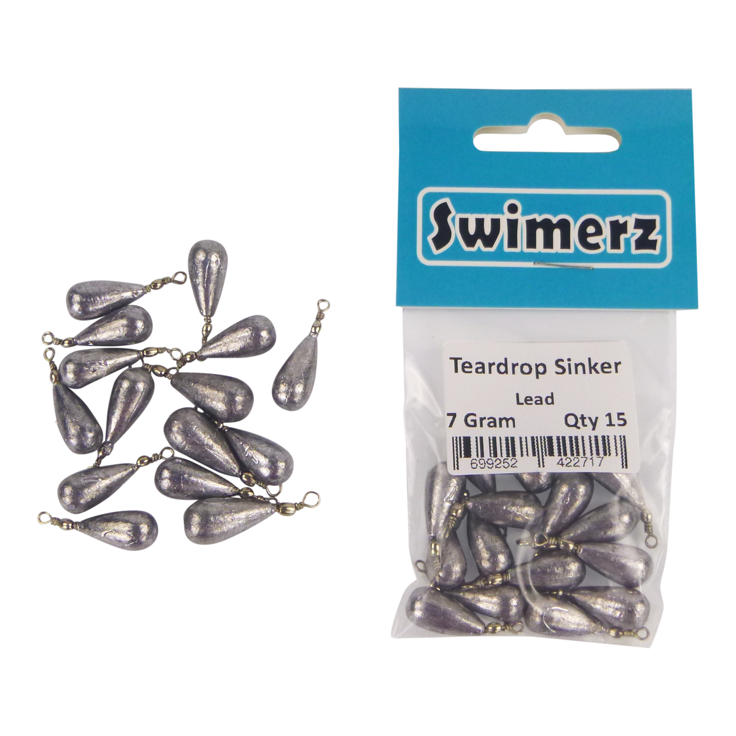 Swimerz 7gm Teardrop Sinker, Lead, 15 pack