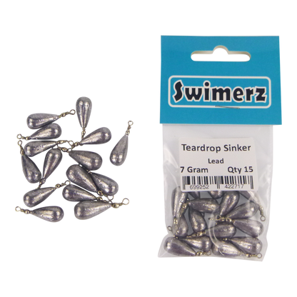 Swimerz 7gm Teardrop Sinker, Lead, 15 pack