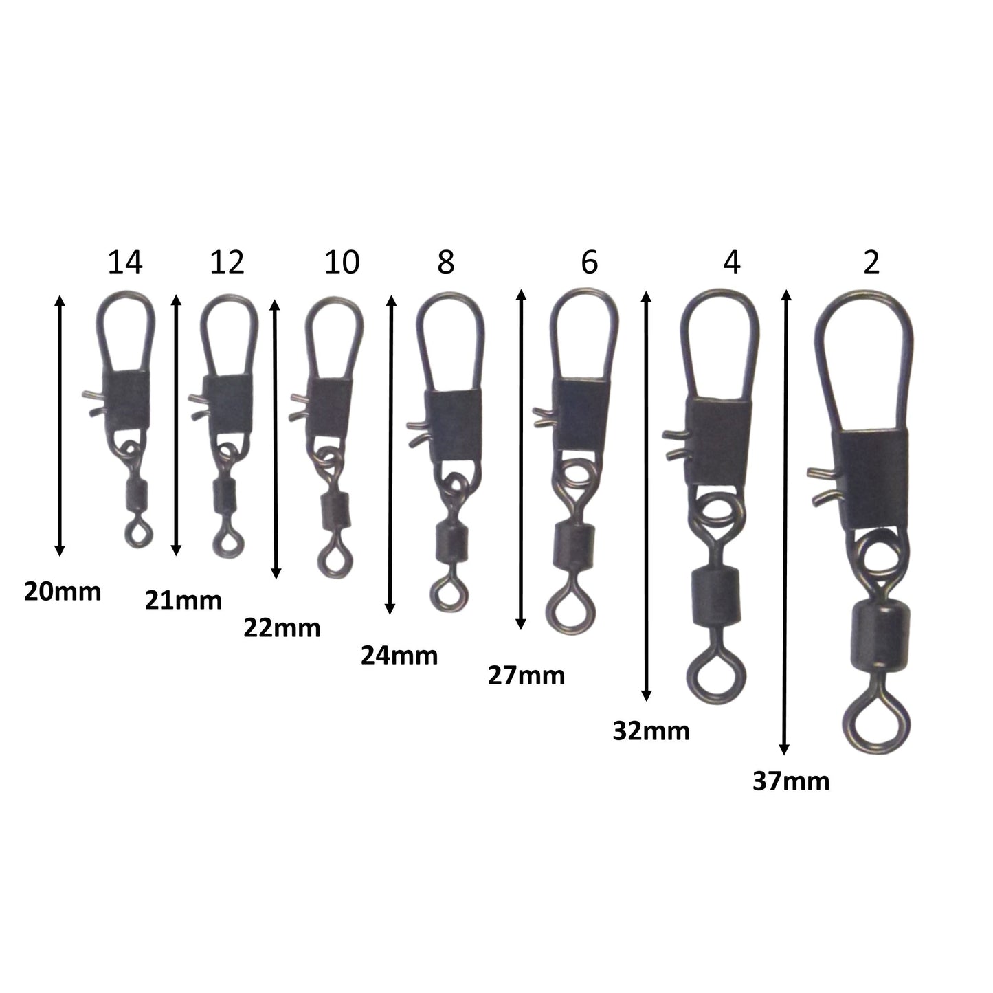 Swimerz Rolling Swivel w Interlock Snap, Size 8, 45 pack