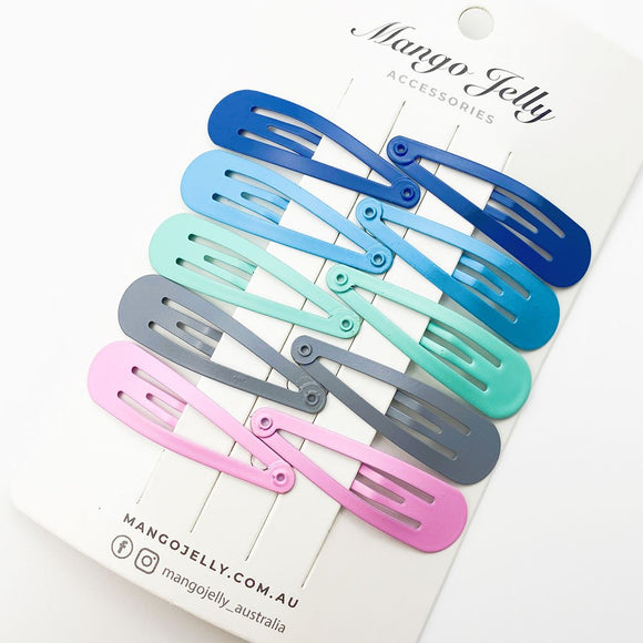 MANGO JELLY Everyday Snap Hair Clips (5cm) - Turquoise - Six Pack