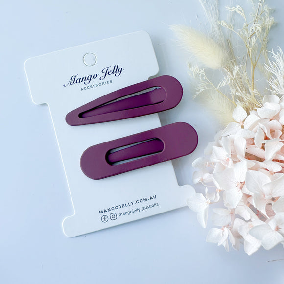 MANGO JELLY Large Pastel Coated Hair Clips - Deep Purple - Twin Pack