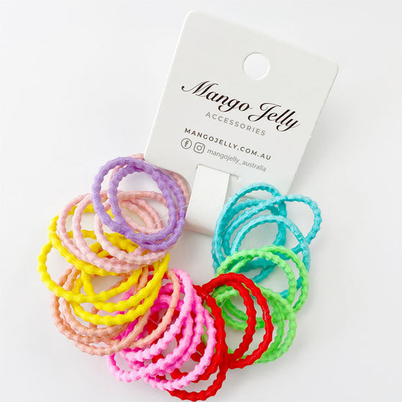 MANGO JELLY Kids Hair Ties (3cm) - Bubbly Neon -Twin Pack