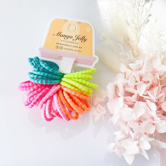 MANGO JELLY Kids Hair Ties (3cm) - Bubbly Neon (THICK) - Three Pack