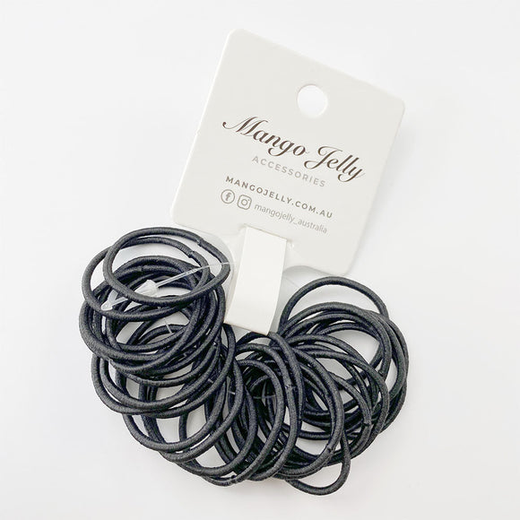 MANGO JELLY Kids Hair Ties (3cm) - Classic Black - Six Pack