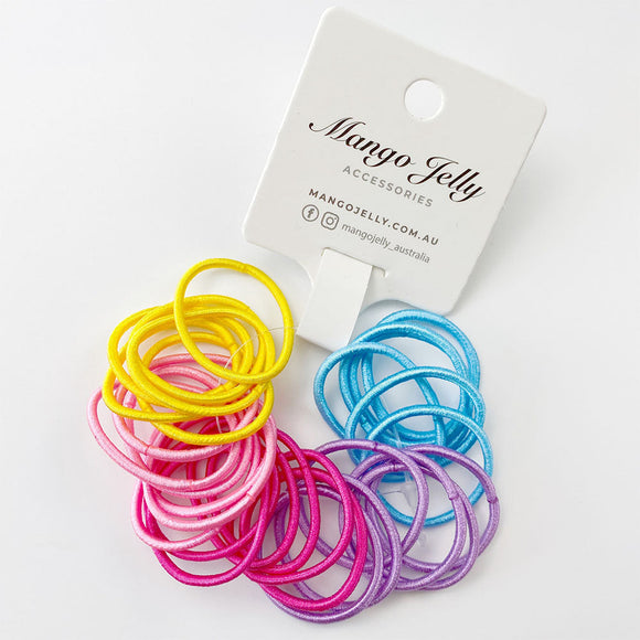MANGO JELLY Kids Hair Ties (3cm) - Classic Summer Bright -Twin Pack