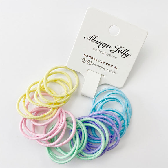 MANGO JELLY Kids Hair Ties (3cm) - Classic Soft Pastel -Twin Pack
