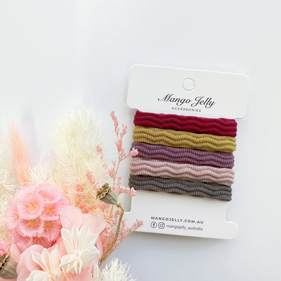 MANGO JELLY Metal Free Textured Hair ties 4cm (Thick) - Blush-One Pack