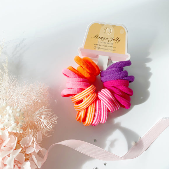 MANGO JELLY Metal Free Hair Ties (3cm) - Candy 24P -Twin Pack