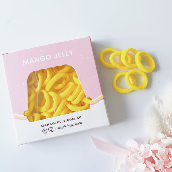 MANGO JELLY Metal Free Hair Ties (3cm) - School Colour Yellow 36P - One Pack