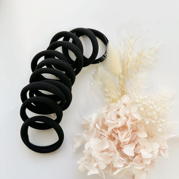 MANGO JELLY Metal Free Hair ties (4.5cm) - BLACK 10P - One Pack