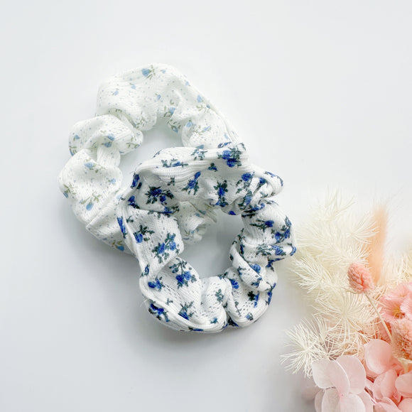 MANGO JELLY Scrunchies 2P - Blue Flowers