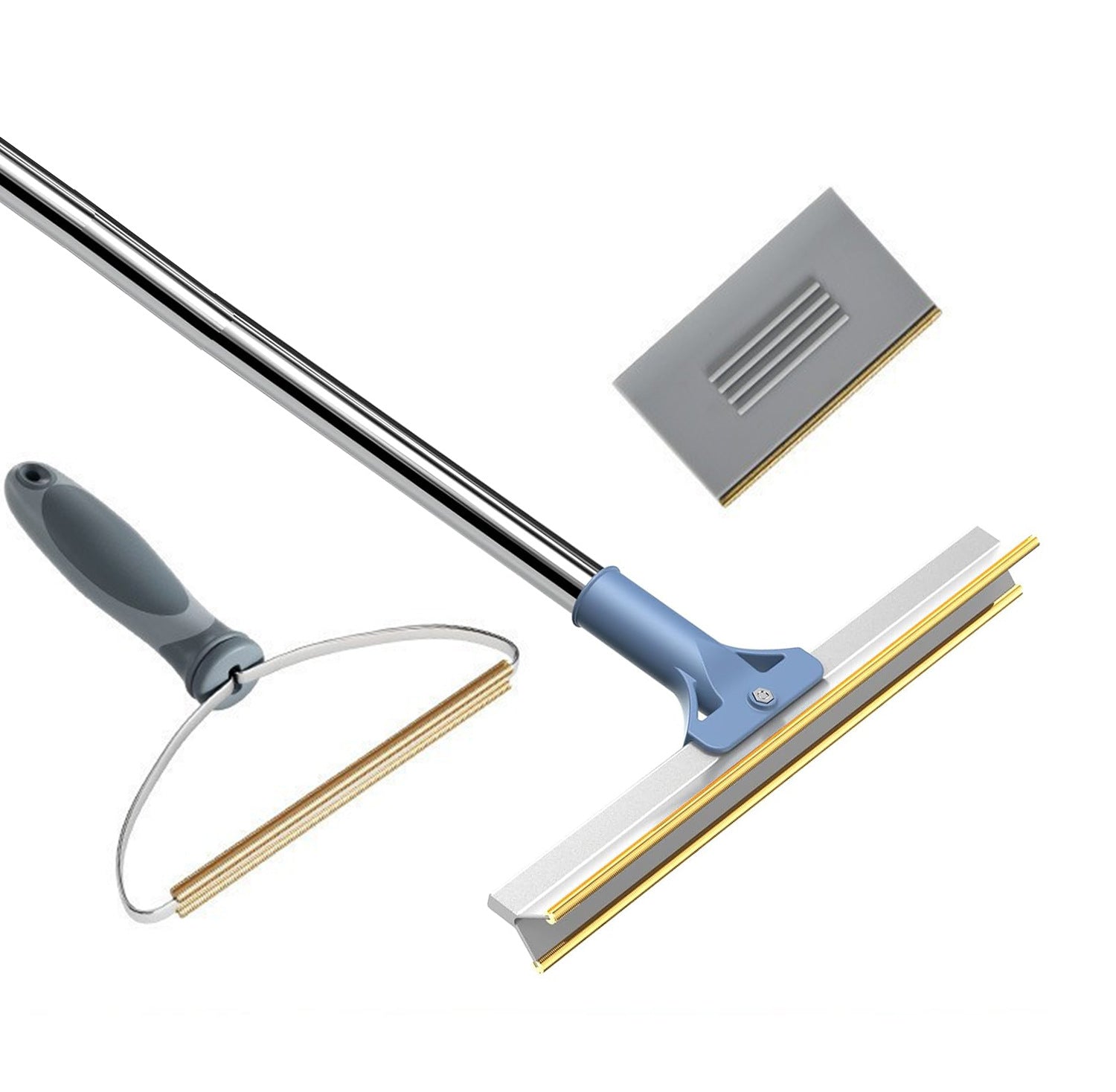 Pet Hair Removal Tool Set - Multi - Purpose Sweeper with Scraper and Handheld Fur Remover Grey - Factory Direct Shop
