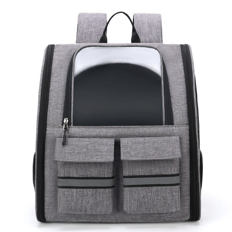 Grey Collapsible Pet Carrier Backpack with Trolley Sleeve - Factory Direct Shop