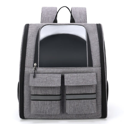 Grey Collapsible Pet Carrier Backpack with Trolley Sleeve - Factory Direct Shop