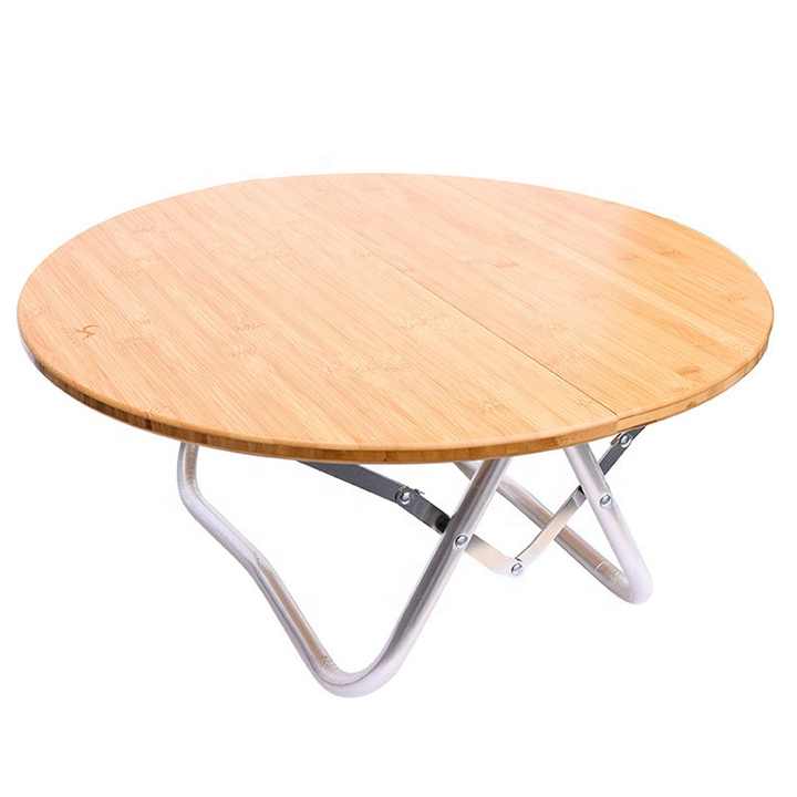 Portable Bamboo Folding Camping Table - Lightweight Round Table with Aluminum Alloy Frame for Outdoor Activities 60*60*27cm - Factory Direct Shop
