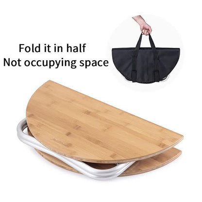 Portable Bamboo Folding Camping Table - Lightweight Round Table with Aluminum Alloy Frame for Outdoor Activities 60*60*27cm - Factory Direct Shop