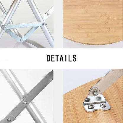 Portable Bamboo Folding Camping Table - Lightweight Round Table with Aluminum Alloy Frame for Outdoor Activities 60*60*27cm - Factory Direct Shop