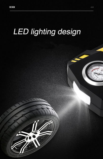 Portable 12V Tire Inflator with LED Light, 120W Air Compressor for Cars, Motorcycles, Bikes, and Inflatables - Factory Direct Shop