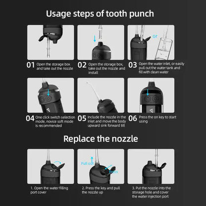 L13 Orange Portable Electric Water Flosser - Handheld Teeth Cleaner, USB Rechargeable, Deep Oral Irrigator