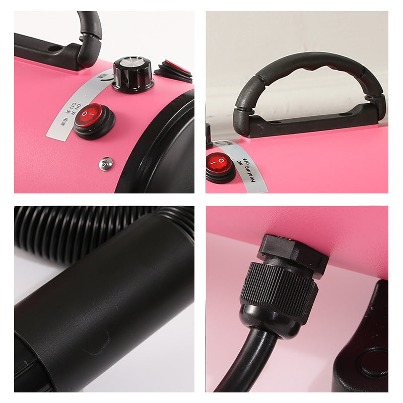 Pet Hair Dryer with Multiple Nozzles - Powerful and Quiet for Dogs and Cats (Pink) - Factory Direct Shop