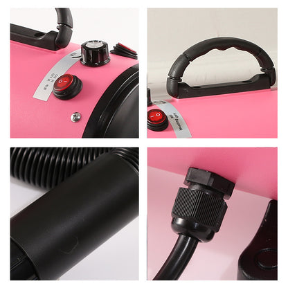Pet Hair Dryer with Multiple Nozzles - Powerful and Quiet for Dogs and Cats (Pink) - Factory Direct Shop