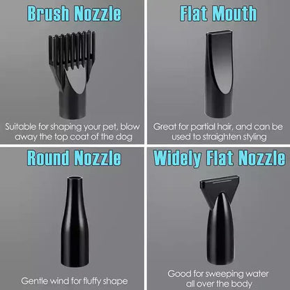 Pet Hair Dryer with Multiple Nozzles - Powerful and Quiet for Dogs and Cats (Pink) - Factory Direct Shop