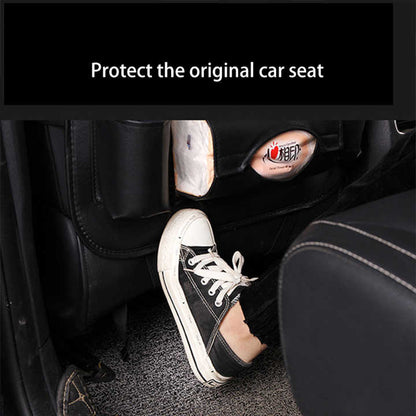 Chocolate Leather Car Backseat Organizer with Foldable Tray Table & Trash Bag