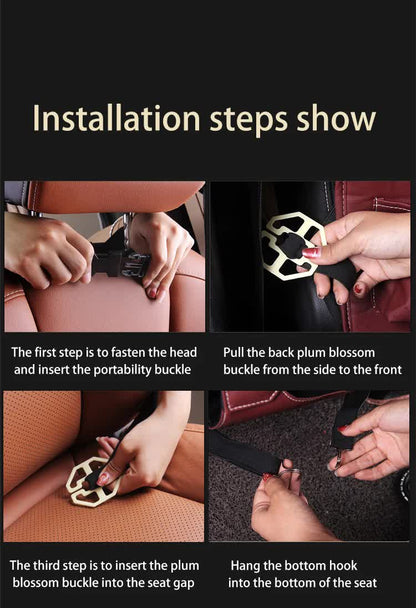 Chocolate Leather Car Backseat Organizer with Foldable Tray Table & Trash Bag