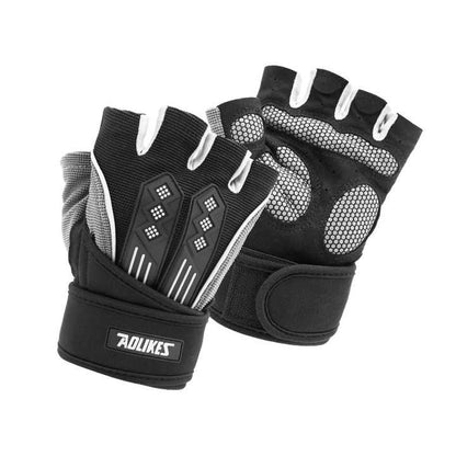 Gym Gloves - M - White Fingerless Non - Slip Weightlifting - Factory Direct Shop