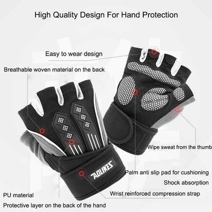 Gym Gloves - M - White Fingerless Non - Slip Weightlifting - Factory Direct Shop