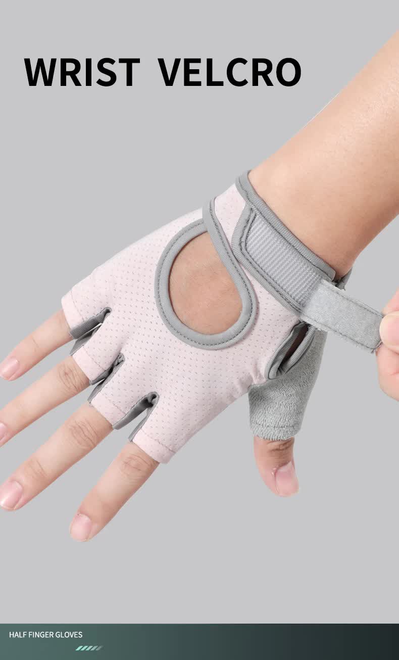 Gym Gloves - M - Pink Silicone Padded - Non - Slip Weightlifting - Factory Direct Shop