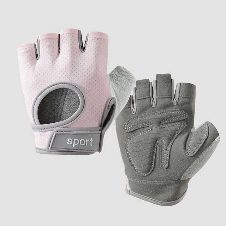 Gym Gloves - L - Pink Silicone Padded - Non - Slip Weightlifting - Factory Direct Shop