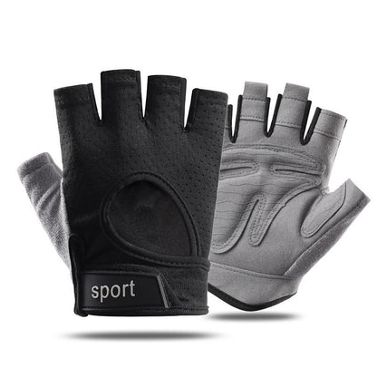 Gym Gloves - M - Black Silicone Padded - Non - Slip Weightlifting - Factory Direct Shop