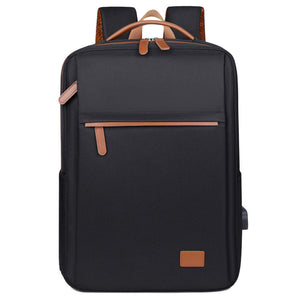 Black Minimalist USB Charging Laptop Backpack - Elegant and Spacious Travel Bag