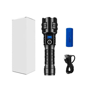 Carton Box LED Self-Defense Flashlight – Powerful Rechargeable Type-C LED Torch with Digital Display for Home &amp; Outdoor Use