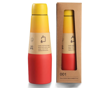 Stainless Steel Sports Water Bottle Insulated - Yellow - Red 532ml - Factory Direct Shop