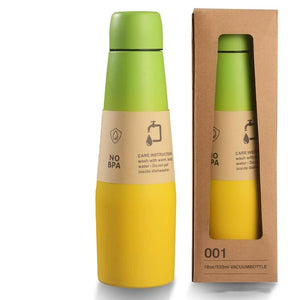 Stainless Steel Sports Water Bottle Insulated - Green - Yellow 532ml - Factory Direct Shop