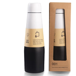 Stainless Steel Sports Water Bottle Insulated - White - Black 532ml - Factory Direct Shop