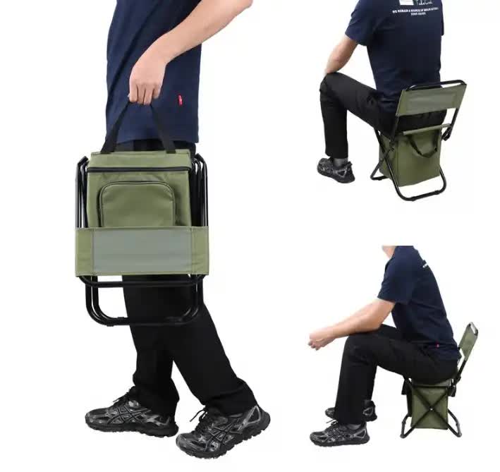 Cooler Backpack Chair with 10L Insulated Cooler Bag-Green