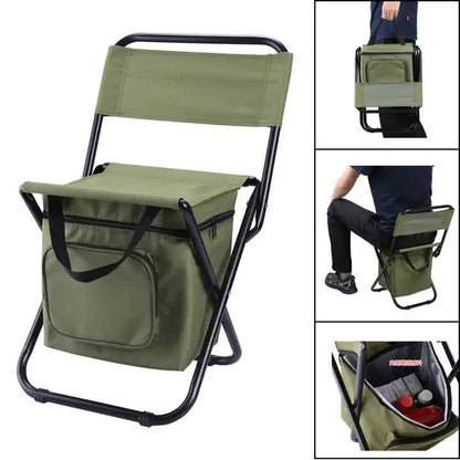 Cooler Backpack Chair with 10L Insulated Cooler Bag-Black