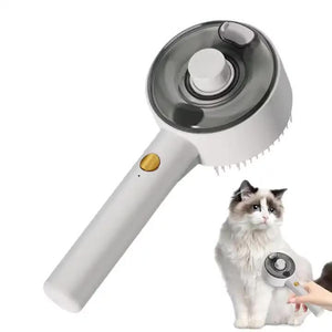 White Pet Grooming Spray and Massage Brush | One - Click Hair Removal Comb for Cats & Dogs | UV Sterilization for Mites Control - Factory Direct Shop