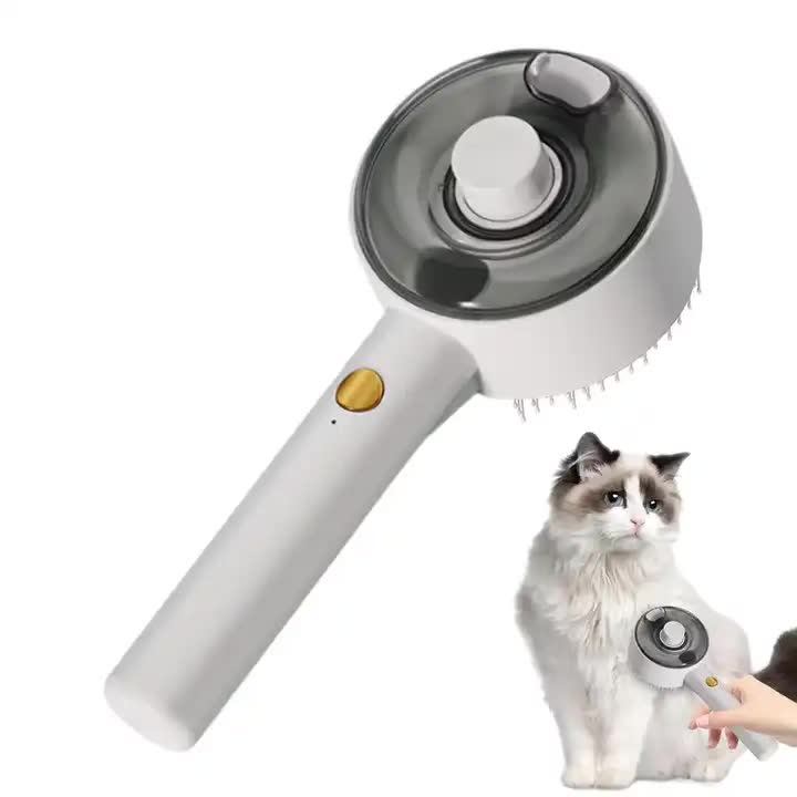 White Pet Grooming Spray and Massage Brush | One - Click Hair Removal Comb for Cats & Dogs | UV Sterilization for Mites Control - Factory Direct Shop