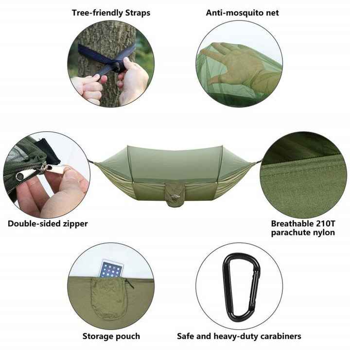 Camping Hammock Automatic Pop-Up Mosquito Net Hammock for Outdoor Camping