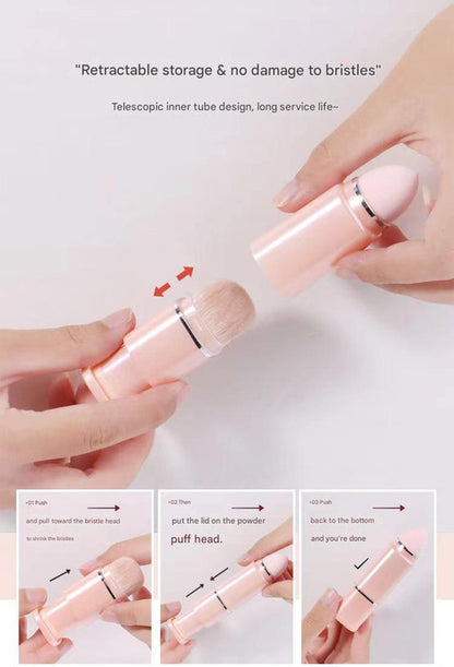 紅色八合一伸縮迷你化妝刷套裝，帶保護套 - 緊湊設計，適合旅行和外出補妝