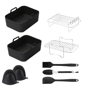 9-Piece Air Fryer Accessories Set - Silicone Liners, Grill Racks, Cooking Tools